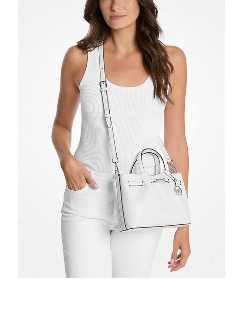 MICHAEL Michael Kors Carson Small Crocodile Embossed Satchel - Image 3