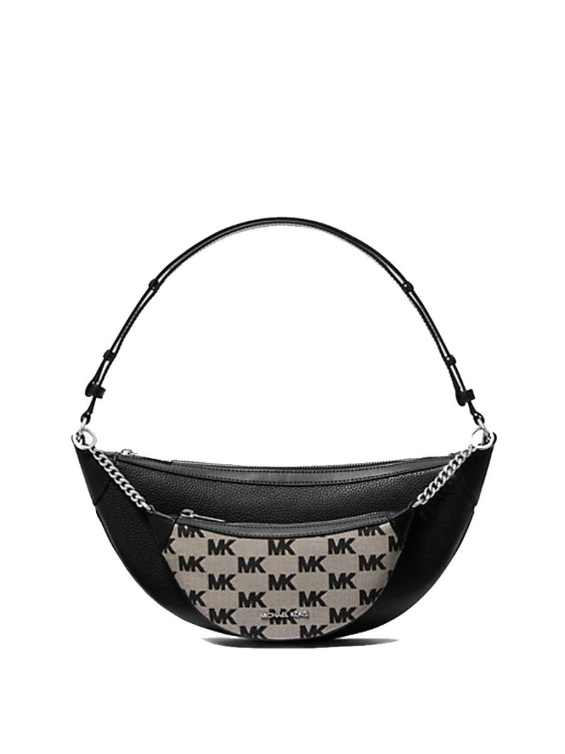 MICHAEL Michael Kors Hollis Medium 2-in-1 Pebbled Leather and Logo Jacquard Shoulder Bag