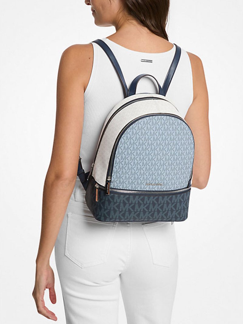 MICHAEL Michael Kors Rhea Medium Color-Block Signature Logo Backpack - Image 4
