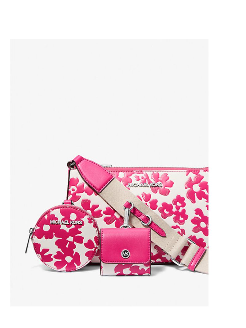 MICHAEL KORS Jet Set Small Sequined Floral Print Crossbody Bag with Case for Apple Airpods Pro® - Image 3