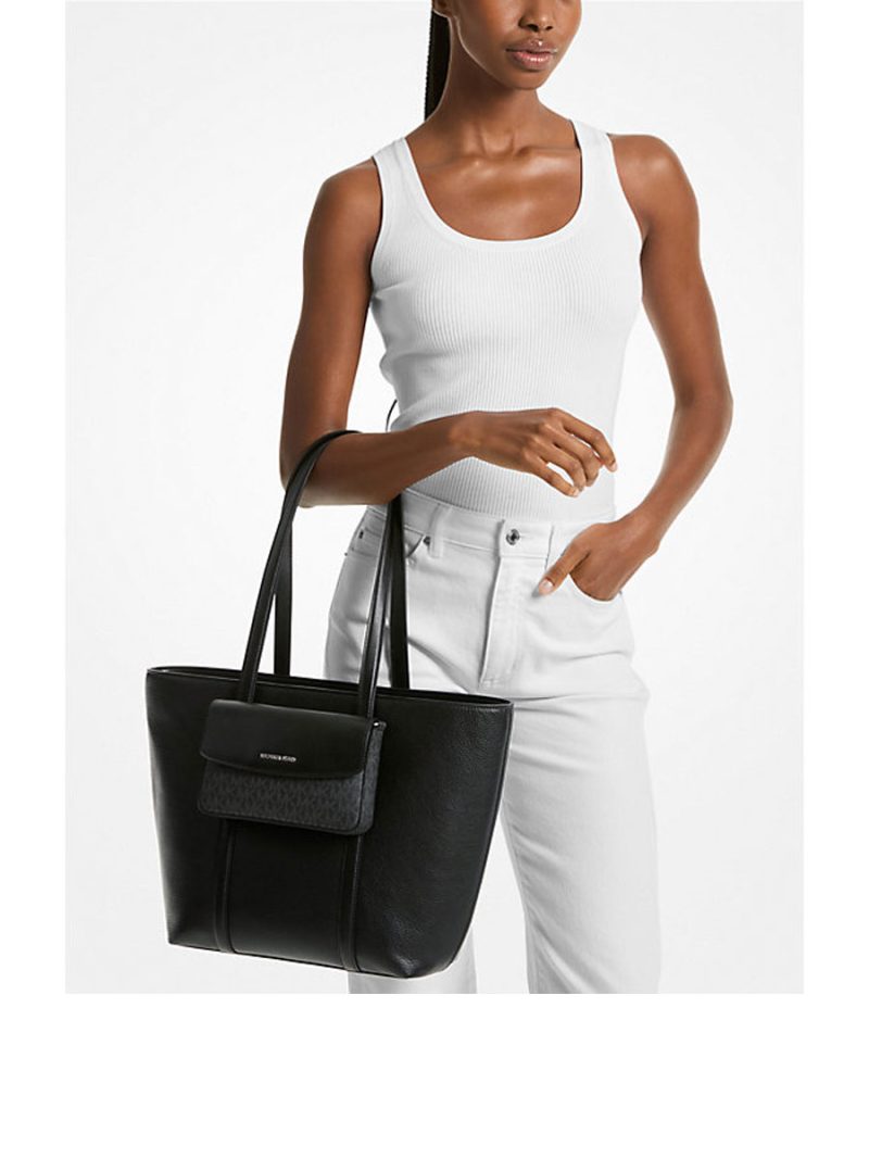 MICHAEL KORS Jet Set Large 2-in-1 Pebbled Leather Tote Bag - Image 4