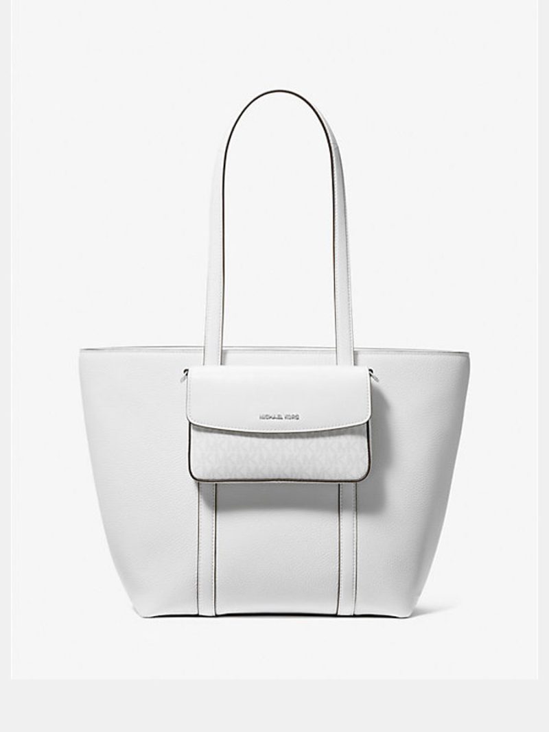 MICHAEL KORS Jet Set Large 2-in-1 Pebbled Leather Tote Bag