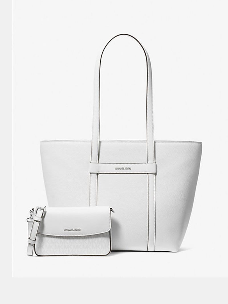 MICHAEL KORS Jet Set Large 2-in-1 Pebbled Leather Tote Bag - Image 3