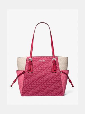 MICHAEL KORS Voyager Large Color-Block Signature Logo Tote Bag
