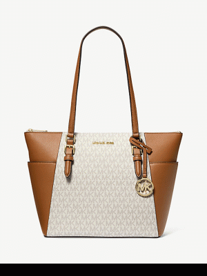 MICHAEL Michael Kors Charlotte Large Logo and Leather Top Zip Tote Bag
