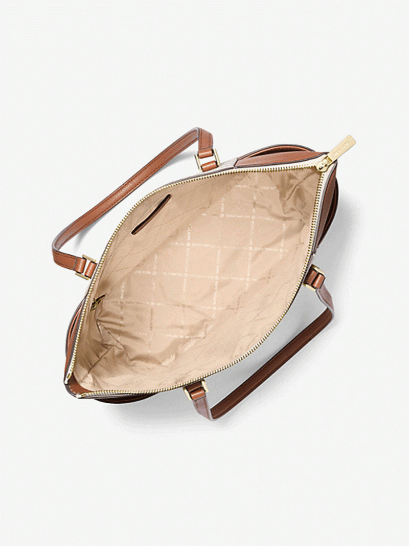 MICHAEL Michael Kors Charlotte Large Logo and Leather Top Zip Tote Bag - Image 2