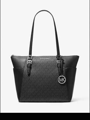 MICHAEL Michael Kors Charlotte Large Logo and Leather Top-Zip Tote Bag