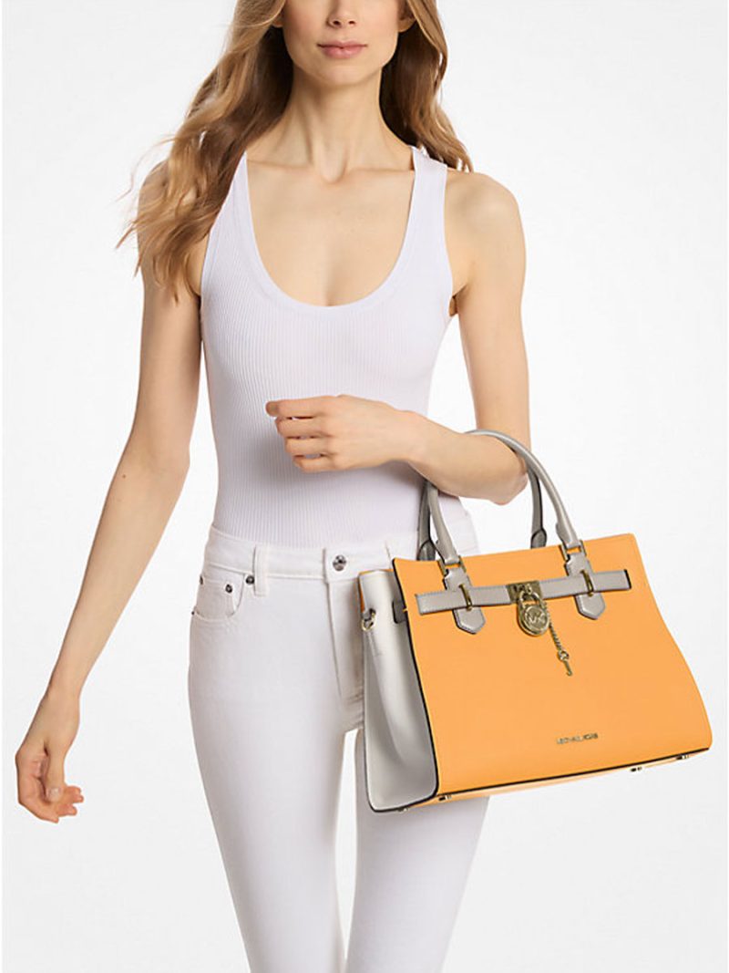 MICHAEL KORS Hamilton Medium Color-Block Leather Satchel - Image 3