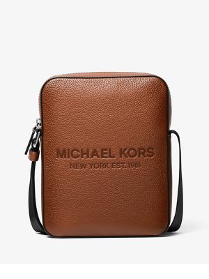 MICHAEL Michael Kors Cooper Logo Embossed Pebbled Leather Flight Bag