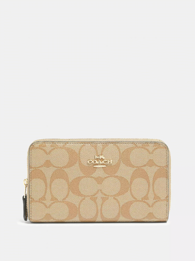 COACH Medium Zip Around Wallet in Signature Canvas (AS IS)