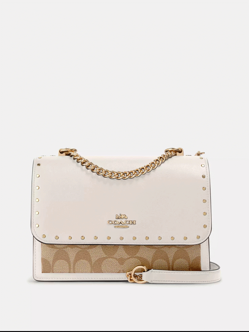 COACH Klare Crossbody In Signature Canvas With Rivets (AS IS)