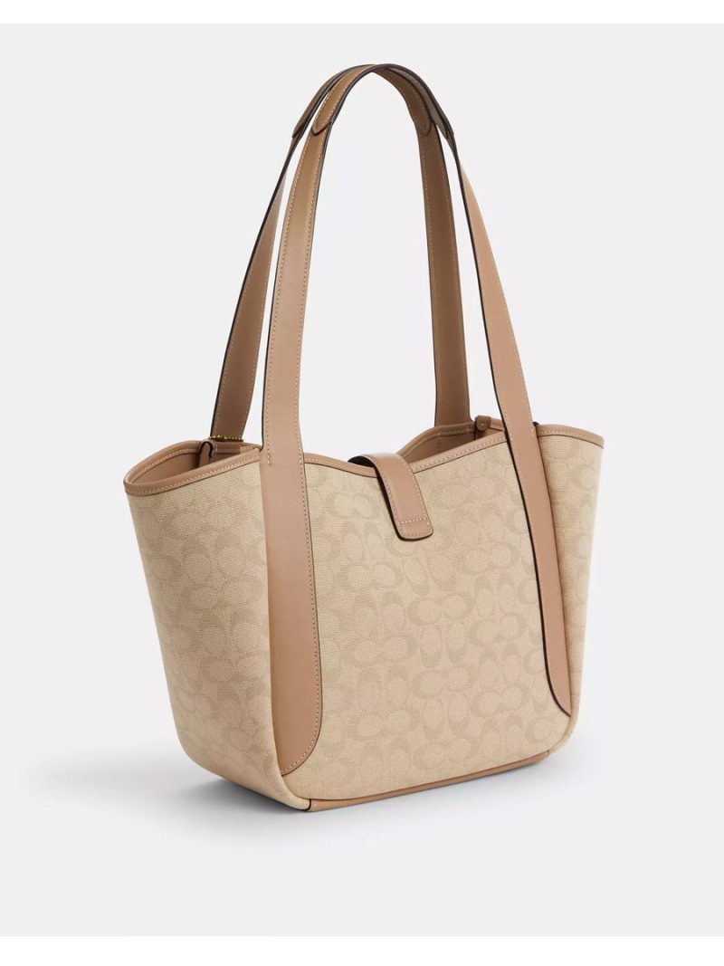 COACH Hadley Turnlock Tote Bag With Signature Canvas - Image 4