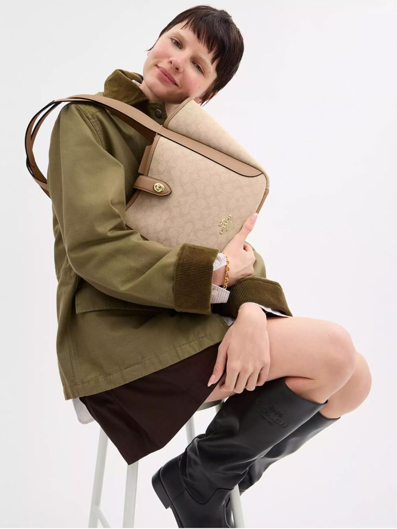 COACH Hadley Turnlock Tote Bag With Signature Canvas - Image 5