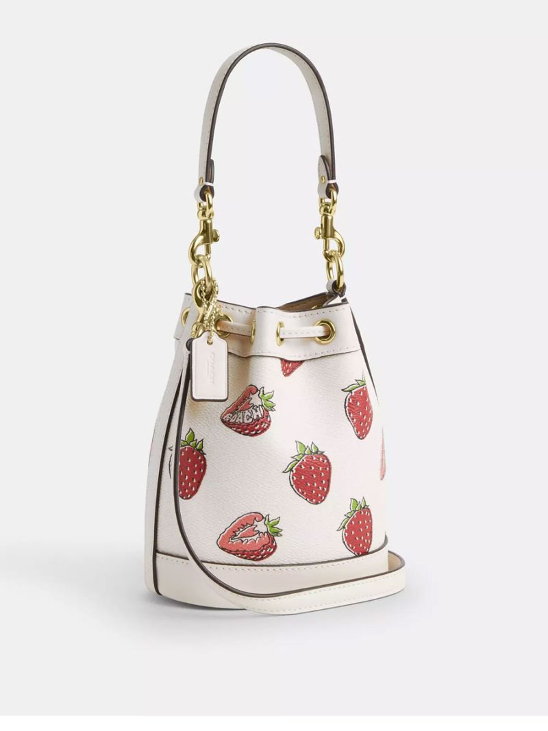 COACH Mini Bucket Bag With Strawberry Print - Image 4
