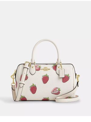 COACH Rowan Satchel Bag With Strawberry Print