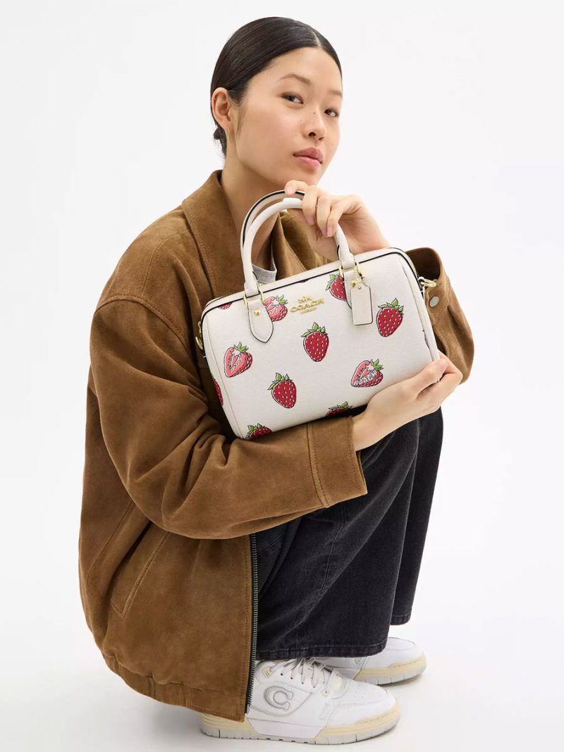 COACH Rowan Satchel Bag With Strawberry Print - Image 6