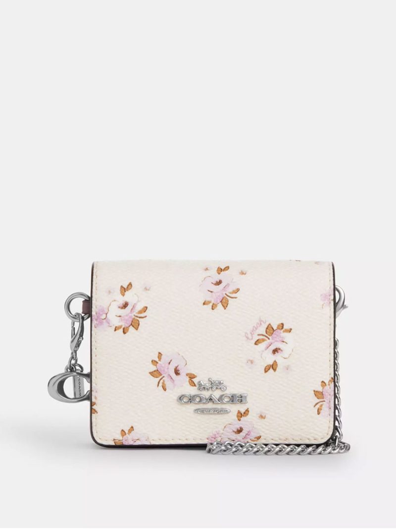 COACH Boxed Mini Wallet On A Chain With Floral Print