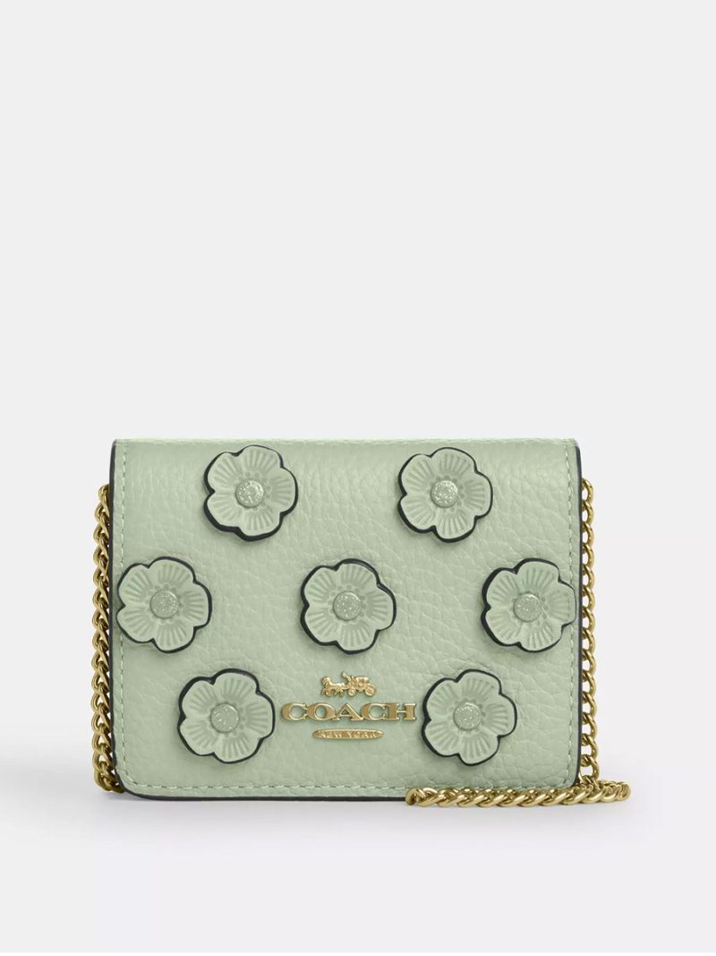 COACH Mini Wallet On A Chain With Floral Applique