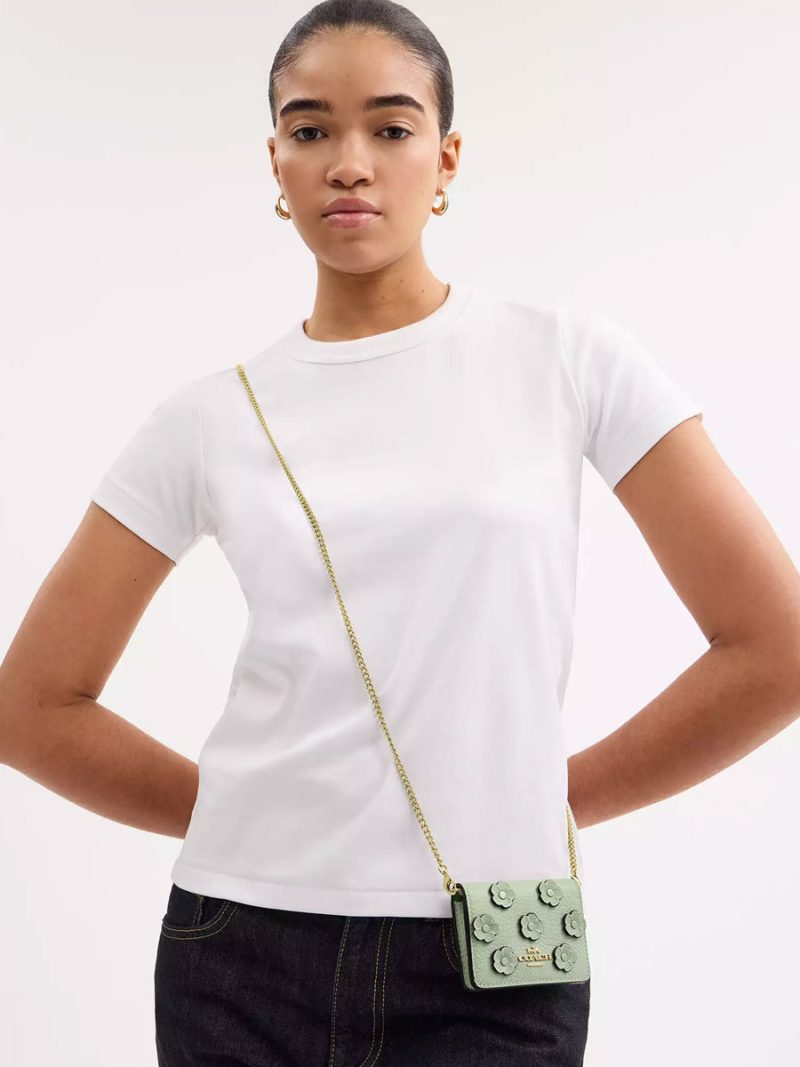 COACH Mini Wallet On A Chain With Floral Applique - Image 4