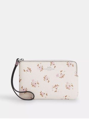 COACH Corner Zip Wristlet With Floral Print