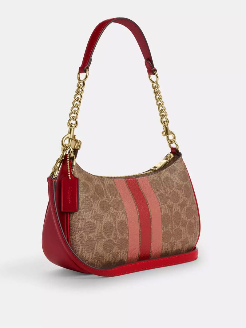 COACH Teri Shoulder Bag In Signature Canvas With Stripe - Image 4