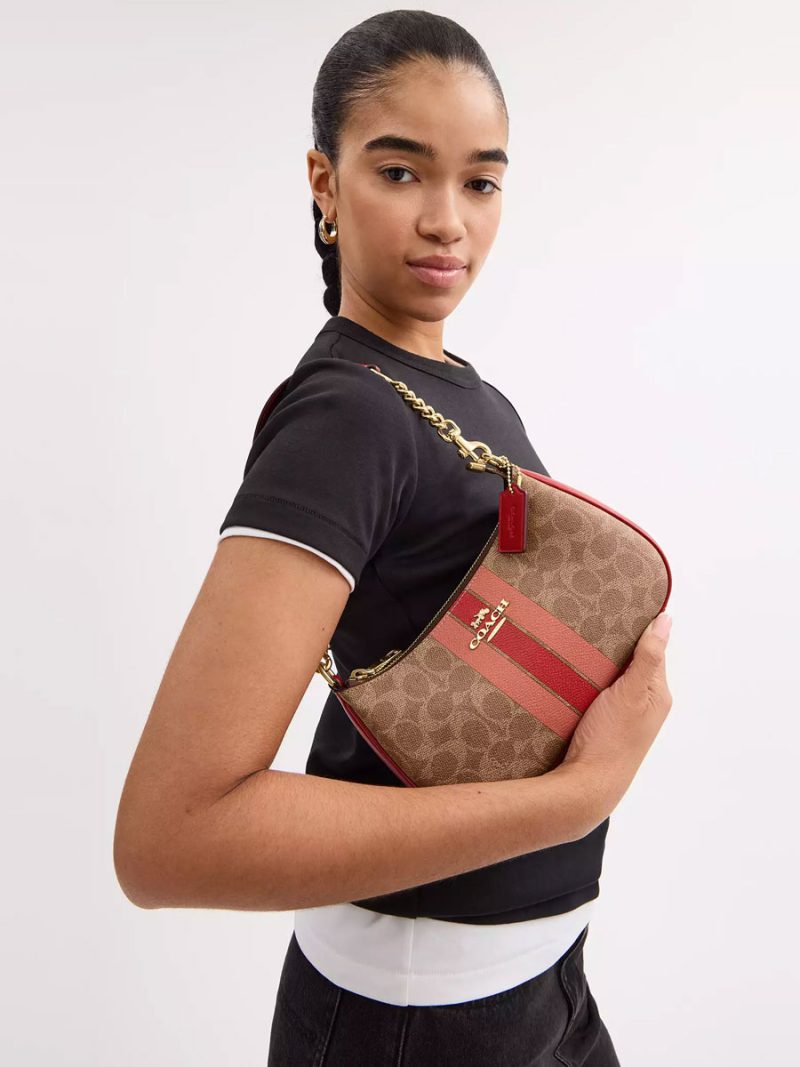 COACH Teri Shoulder Bag In Signature Canvas With Stripe - Image 6