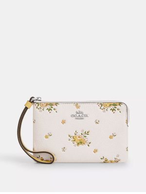 COACH Corner Zip Wristlet With Floral Print