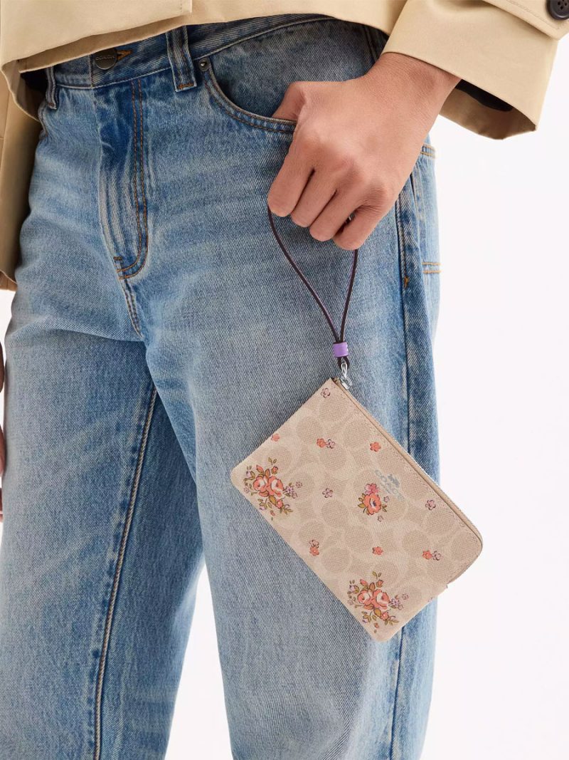 COACH Corner Zip Wristlet In Signature Canvas With Floral Print - Image 4