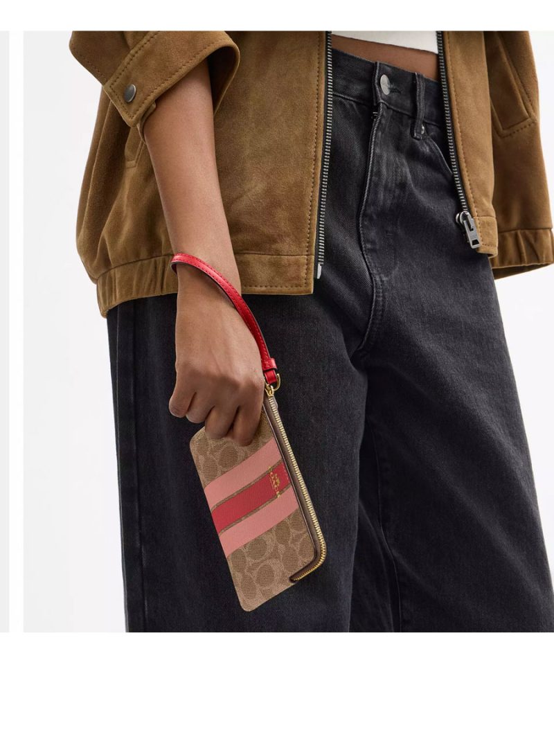 COACH Corner Zip Wristlet In Signature Canvas With Stripe - Image 5