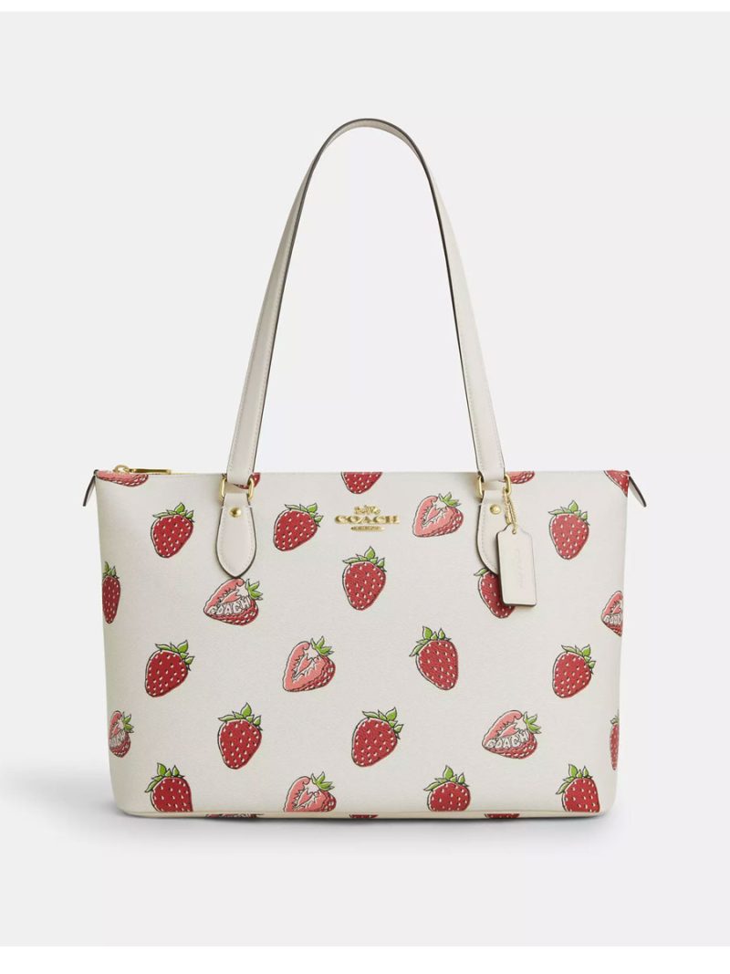 COACH Gallery Tote Bag With Strawberry Print