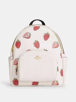 COACH Court Backpack With Strawberry Print