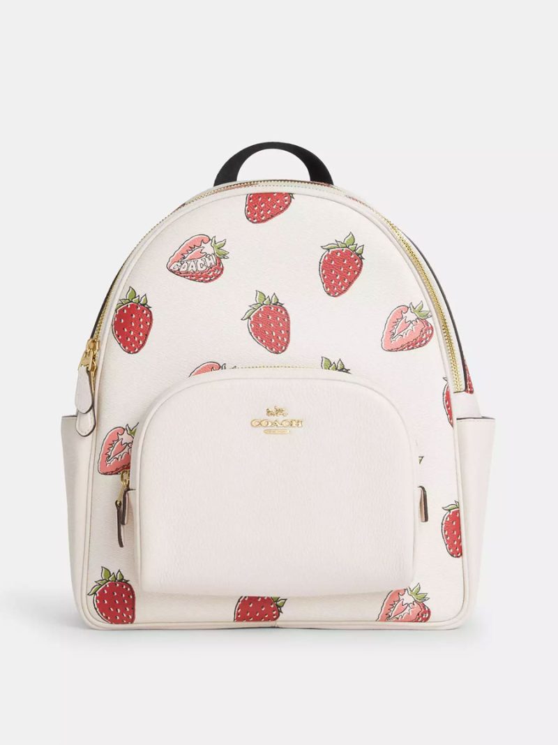 COACH Court Backpack With Strawberry Print