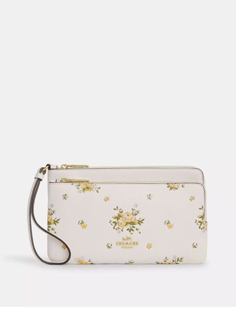 COACH Double Zip Wallet With Floral Print