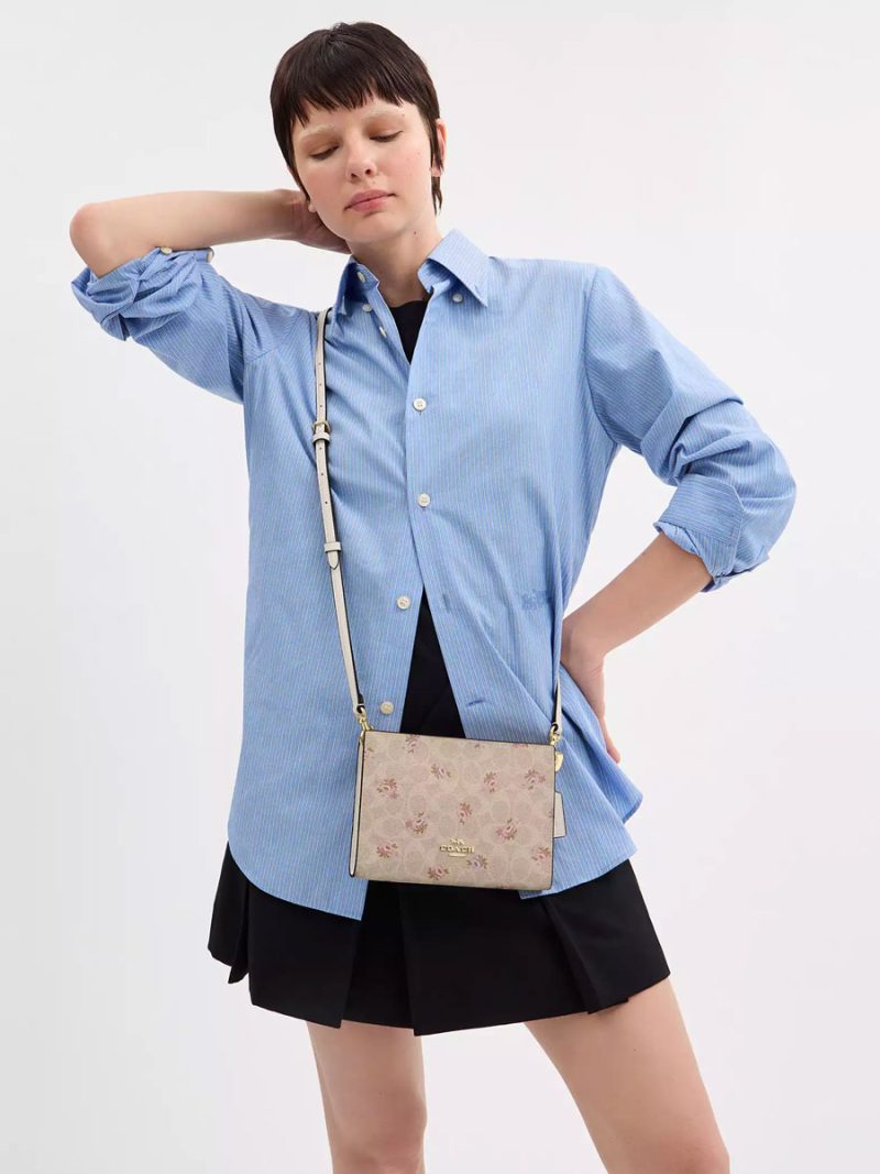 COACH Slim Crossbody Bag In Signature Canvas With Floral Print - Image 4