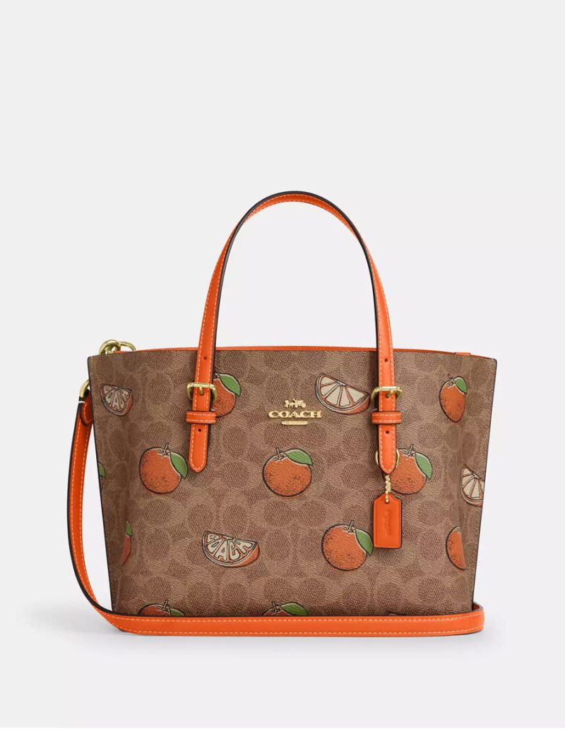 COACH Mollie Tote Bag 25 In Signature Canvas With Orange Print