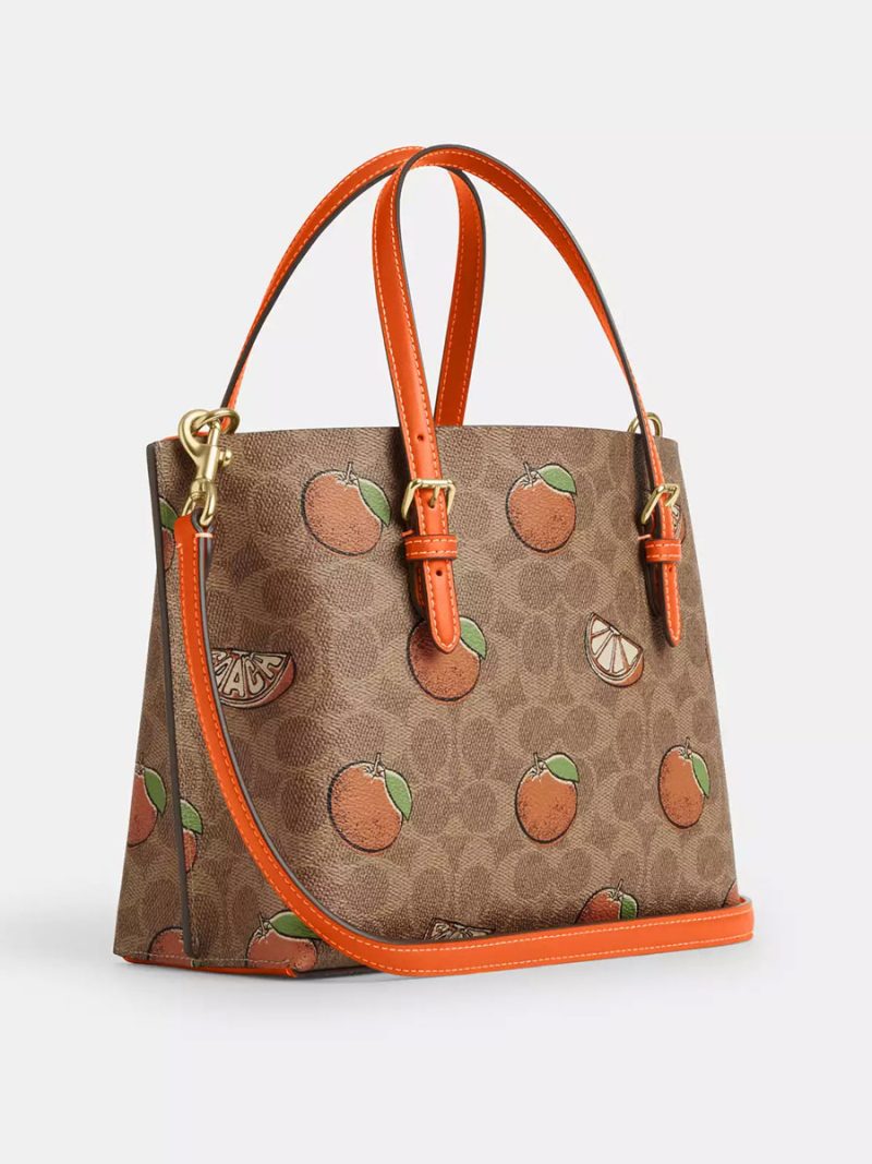 COACH Mollie Tote Bag 25 In Signature Canvas With Orange Print - Image 5