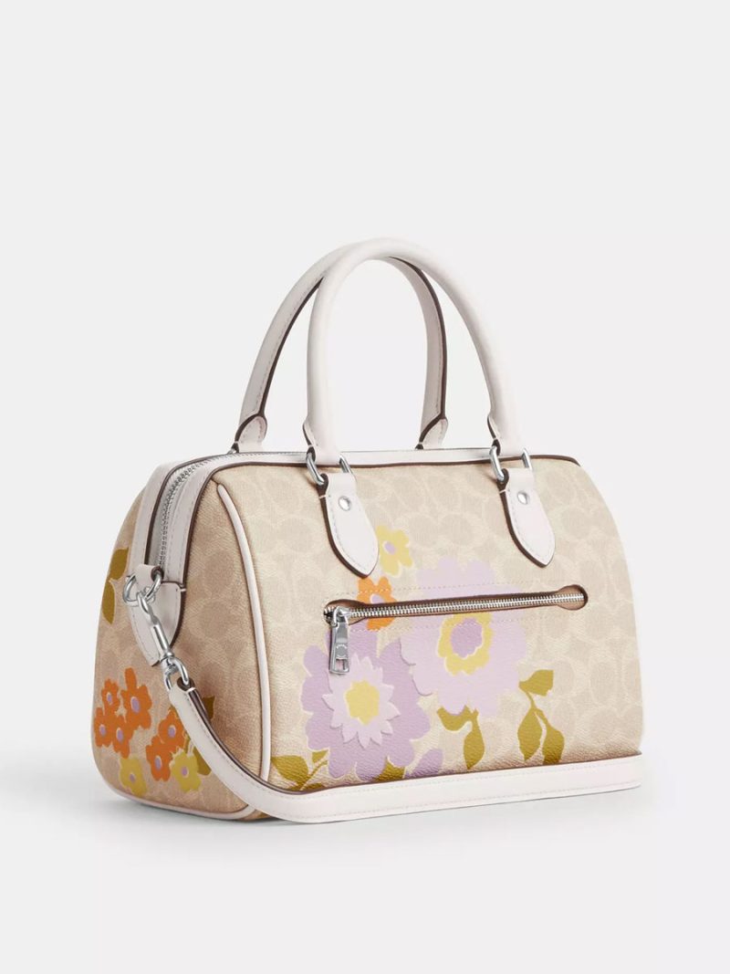 COACH Rowan Satchel Bag In Signature Canvas With Floral Print - Image 4