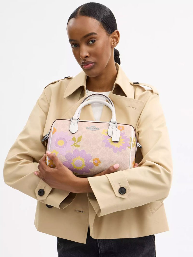COACH Rowan Satchel Bag In Signature Canvas With Floral Print - Image 5