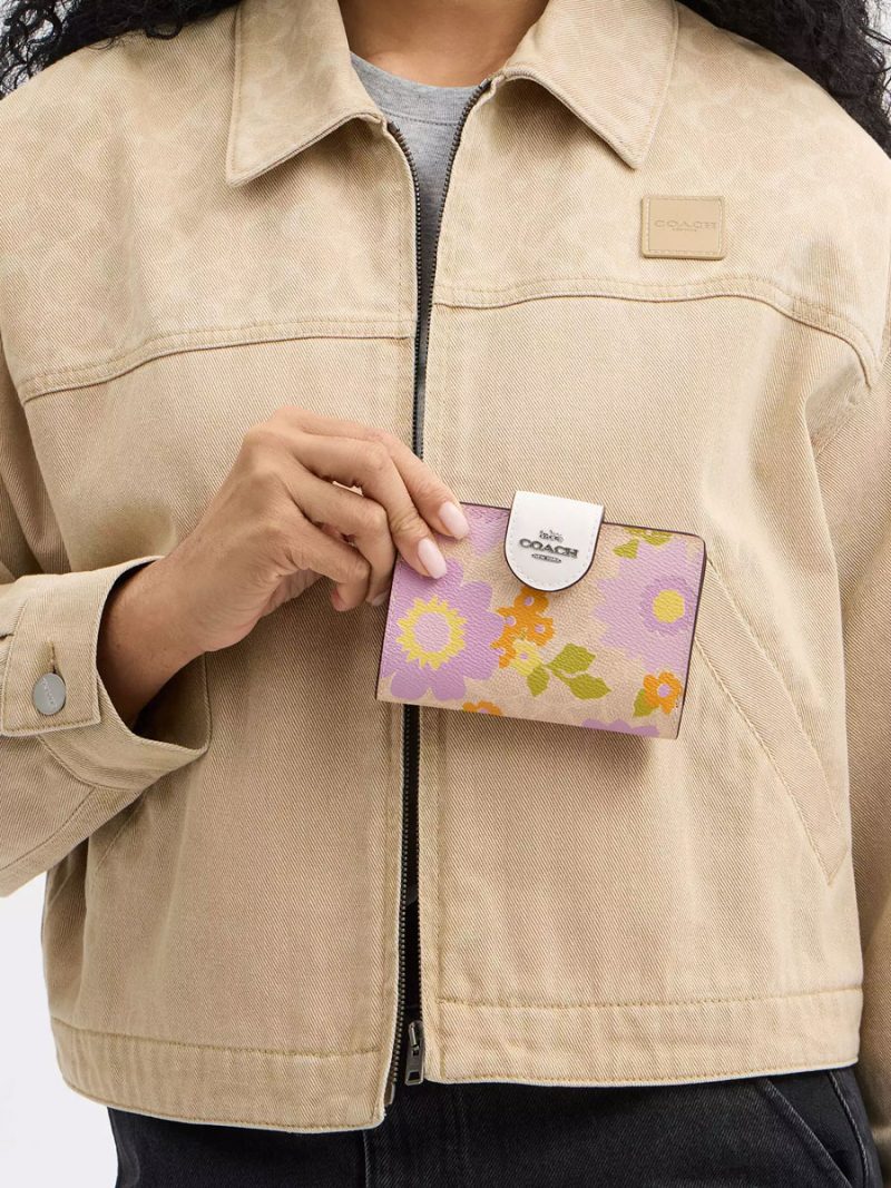 COACH Medium Corner Zip Wallet In Signature Canvas With Floral Print - Image 3