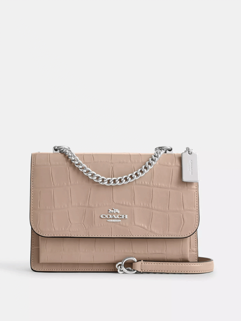 COACH Croc Embossed Leather Klare Crossbody
