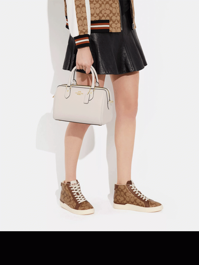 COACH Rowan Satchel With Signature Canvas Detail - Image 5