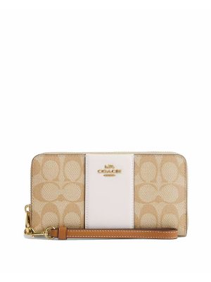 COACH Long Zip Around Wallet In Signature Canvas With Stripe