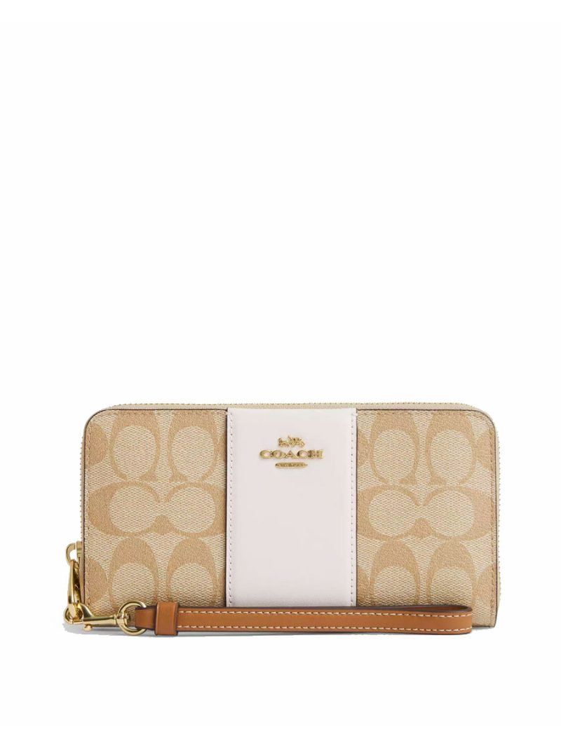 COACH Long Zip Around Wallet In Signature Canvas With Stripe