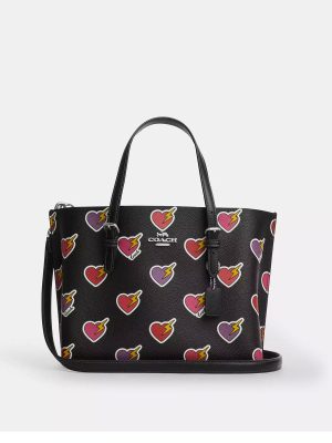 COACH Mollie Tote Bag 25 With Heart Bolt Print