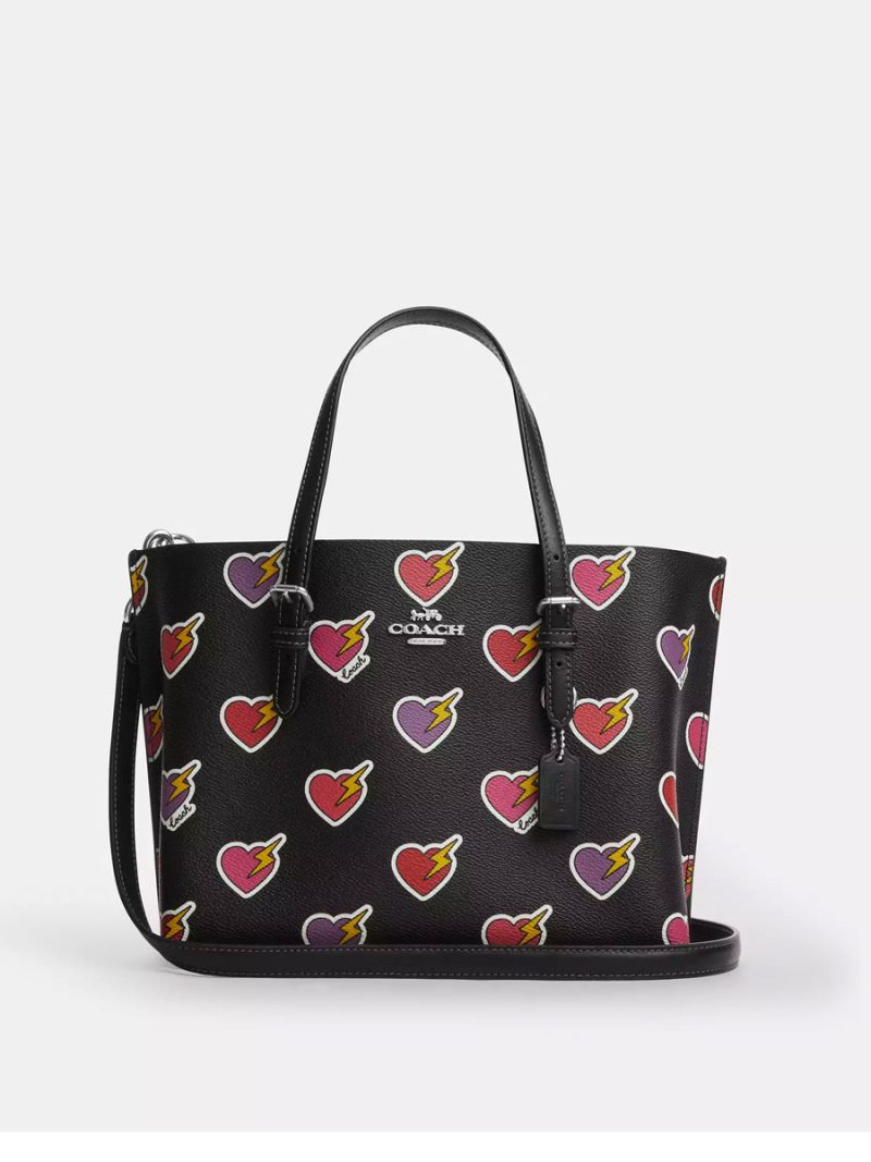 COACH Mollie Tote Bag 25 With Heart Bolt Print