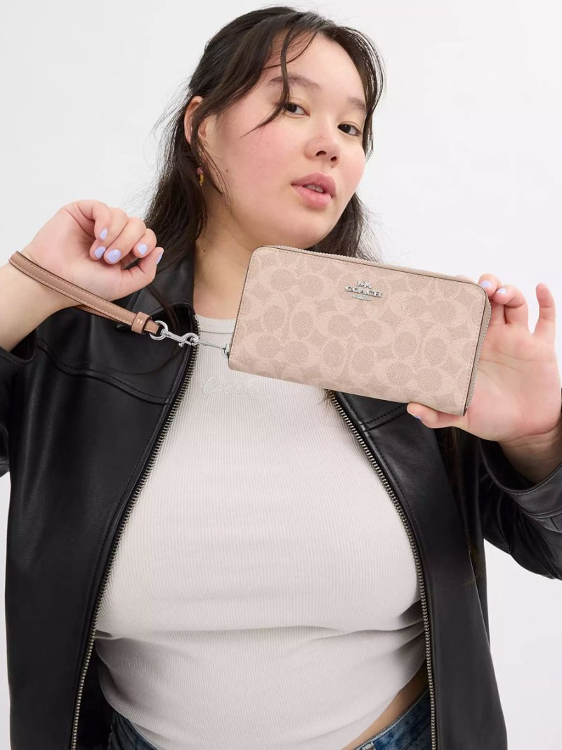 COACH Long Zip Around Wallet In Signature Canvas - Image 4