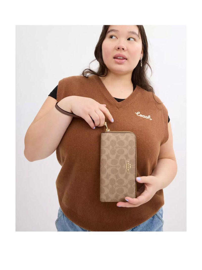 COACH Long Zip Around Wallet In Signature Canvas - Image 4