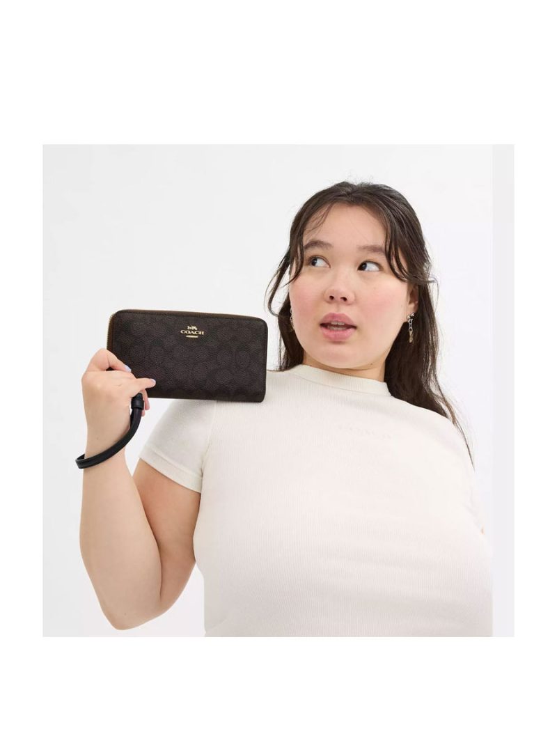 COACH Long Zip Around Wallet In Signature Canvas - Image 3