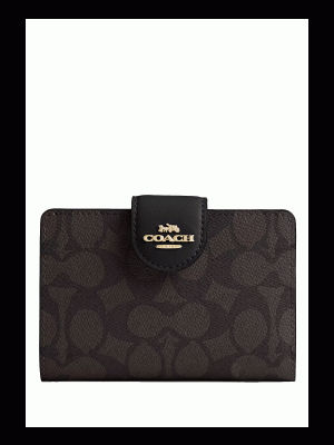 COACH Medium Corner Zip Wallet In Signature Canvas