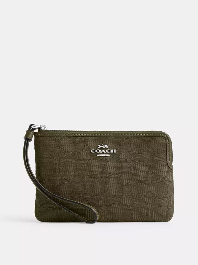 COACH Corner Zip Wristlet In Signature Jacquard